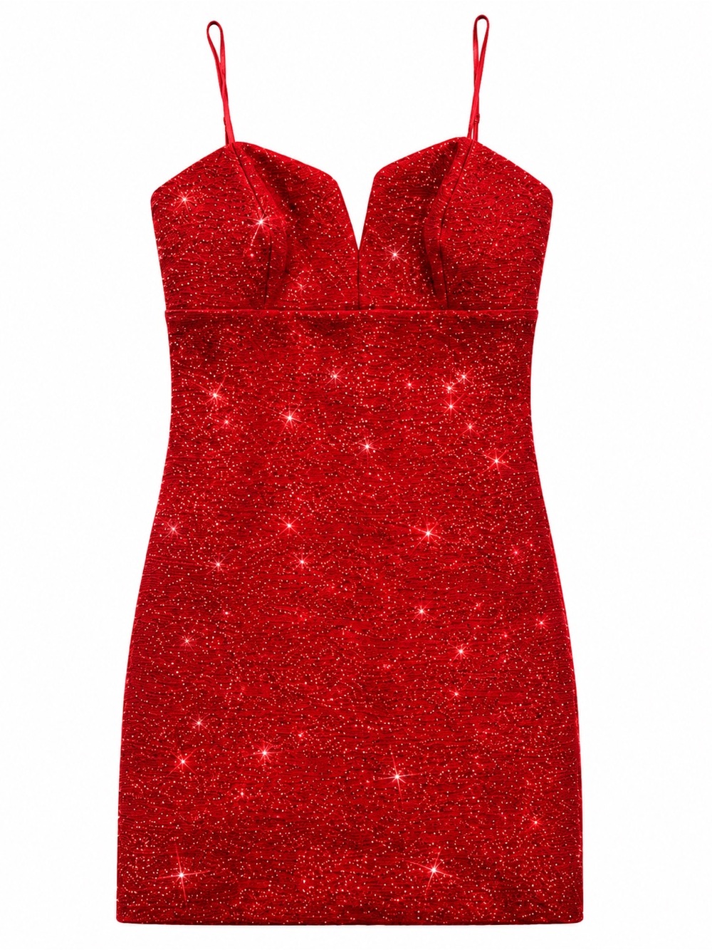 Emerald Sunday Red Sparkle Bustier Bodycon Mini Dress